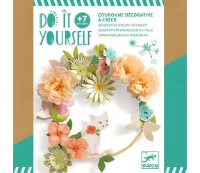 DJECO Kreativset Blumenkranz Dalia / Bambusring 18 cm / 59 Schablonen / FSC-Papier