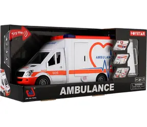 TEDDIES Krankenwagen 28 cm / Türen zum Öffnen / Patientenliege / Schwungrad