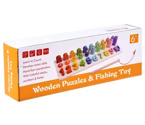 JOKOMISIADA Holzeinsatz mit Zahlen und Fischen / Einsatz / Zahlen 1-10 / Angeln mit Magnet