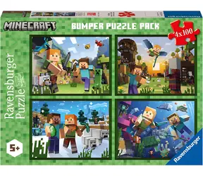Ravensburger Minecraft-Puzzle / 4 x 100 Teile / 36 x 26 cm