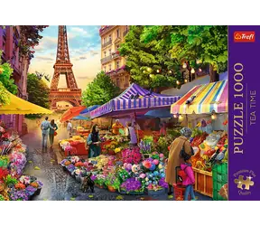 Trefl Puzzle Premium PLUS Teestunde: Blumenmarkt / 1000 Teile / 68,3 x 48 cm