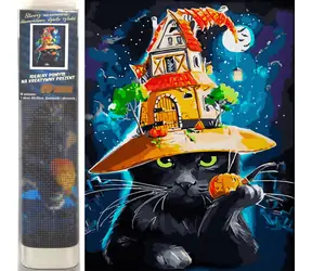 Norimpex Diamantmalerei Halloween-Katze / 30x40 cm