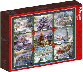 ALIPSON Quadratisches Weihnachtspuzzle, neun Quadrate