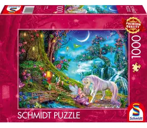 Schmidt Puzzle Einhorn und Fee / 1000 Teile / ab 12 Jahren