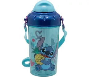 STOR Trinkflasche mit Tragegurt, 465 ml / BPA-freier Kunststoff / Mit Strohhalm und Deckel