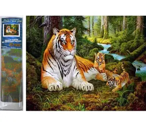Norimpex Diamantmalerei Tigerin mit Jungen / 30x40 cm