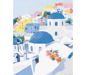 Norimpex Diamantmalerei Blaue Dächer in Santorini / 30x40 cm