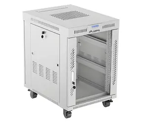 Lanberg Rack 15U/600x800 grau / Rack-Schrank / 19" / Flach verpackt / Glastür / LCD