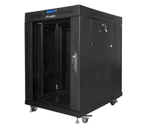 Lanberg FF01 15U 19" schwarz / Rack-Schrank / 600×800 mm / Glastür / LCD-Panel / Tragfähigkeit 1200 kg