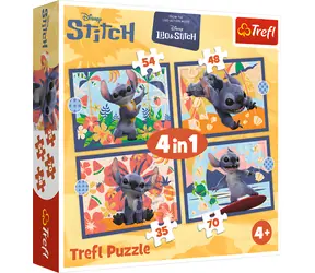 Trefl Puzzle Lilo & Stitch: Urlaub auf Hawaii 4in1 / 35+48+54+70 Teile / 28,5 x 20,5 cm / ab 4 Jahren