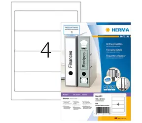 Herma Ordneretiketten 192 x 59 mm / weiß, opak / 100 Blatt / 400 Stück