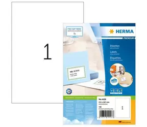 Herma Premium Etiketten A4 210 x 297 mm / Etiketten / mattes Papier / weiß / 100 Stück