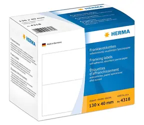 Herma Frankieretiketten, doppelt, 130 x 40 mm, weiß / Etiketten / A4 / selbstklebend / 1000 Stück