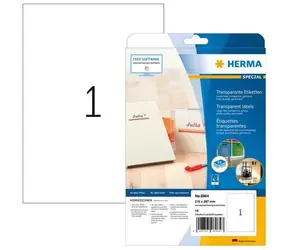 Herma Labels A4 transparente, glänzende Etiketten / Inkjet-Folienetiketten / 210 x 297 mm / 10 Stück