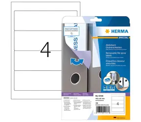 Herma Binder-Rückenetiketten 192 x 61 mm weiß / Etiketten / Abnehmbar / A4 / 100 Stück