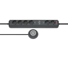Brennenstuhl Eco-Line Comfort anthrazit / Verlängerungskabel / 6-fach Steckdose / Fußschalter / beleuchtet / 2 m