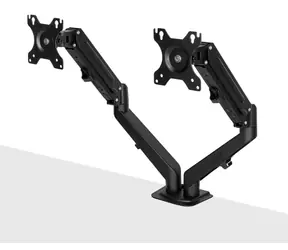 Lindy 40708 schwarz / Monitorarm für zwei Monitore / Gasfeder / 17-27 Zoll / Tragkraft 5 kg / Neigung 0-180° / Drehung 180°