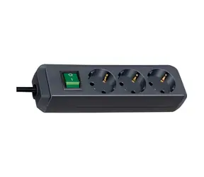 Brennenstuhl Eco-Line schwarz / Verlängerungskabel / 3-fach Steckdose / 5 m / Ein-/Ausschalter