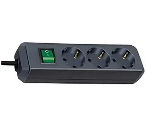 Brennenstuhl ECO-Line schwarz / Verlängerungskabel / 3-fach Steckdose / 3 m / Ein-/Ausschalter