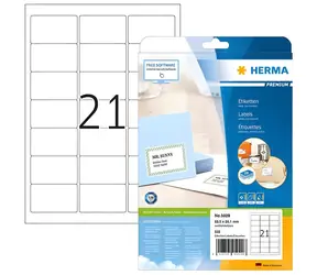 Herma Adressetiketten A4 weiß 63,5 x 38,1 mm / Papier / Laser-/Tintenstrahldrucker / 525 Stück