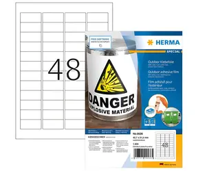 Herma Etiketten A4 Outdoor 45,7 x 21,2 mm weiß / Etiketten / Polyethylen / wasserfest / 1920 Stück