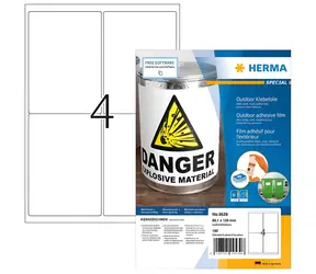 Herma Outdoor-Etiketten A4 weiß / Etiketten / wasserfest / matt / 99,1 x 139 mm / 160 Stück