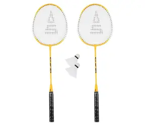 SULOV Badminton-Set gelb / 2x Schläger 24 cm / 2x Bälle / Reisetasche