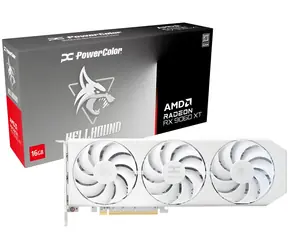 PowerColor Radeon RX 9060 XT Hellhound Spectral White 16 GB / Grafikkarte / GDDR6 / 1x HDMI + 2x DP / 550 W