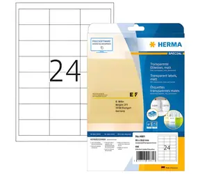 Herma Etiketten, transparent matt, A4 66 x 33,8 mm / Etiketten / Folie / Laser / 600 Stück