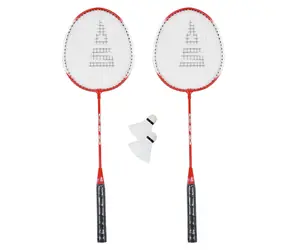 SULOV Badminton-Set rot / 2x Schläger 24 cm / 2x Bälle / Reisetasche