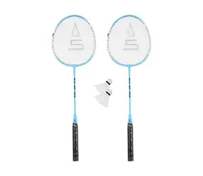 RULYT Badminton-Set hellblau / 2x Schläger 24 cm / 2x Bälle / Reisetasche