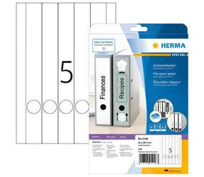 Herma -Etiketten für Ordnerrücken 34 x 297 mm, weiß / Etiketten / A4 / 125 Stück