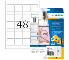 Herma Etiketten A4 45,7 x 21,2 mm transparent / Etiketten / Glanzfolie / Wasserfest / 1200 Stück