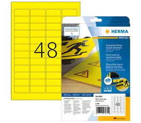 Herma Signaletiketten A4 45,7x21,2 mm gelb / Folie / wasserfest / laser / 1200 Stück.