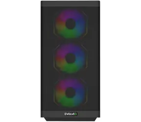 Evolveo Scorpio schwarz / PC-Gehäuse / Big Tower / ATX / E-ATX / mATX / ITX / 4X ARGB / gehärtetes Glas / ohne Netzteil