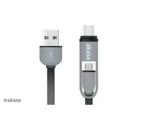 Akasa AK-CBUB35-10BK schwarz / USB-Kabel / USB-C & Micro-B auf USB-A / Ultradünn / 100 cm