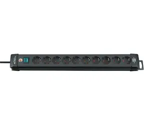 Brennenstuhl Premium-Line schwarz / Verlängerungskabel / 10-fach Steckdose / Typ F / 3 m
