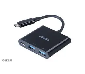 Akasa AK-CBCA08-15BK schwarz / USB-C Reduzierkabel / Power Delivery / 2x USB-A 3.0 / 15 cm