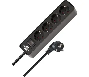 Brennenstuhl Ecolor schwarz / Verlängerungskabel / 4X 230V / 1,5 m / Ein-/Ausschalter