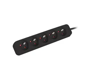 Lanberg Verlängerungskabel schwarz / 230 V / 3 m / 5 Steckdosen / ohne Schalter
