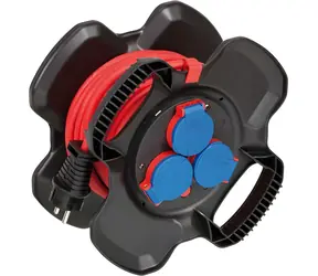 Brennenstuhl X-Gum schwarz / Kabeltrommel / Gummi / 10 m Kabel / IP44 / 3 Steckdosen