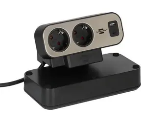 Brennenstuhl Estilo schwarz/silber / Tischsteckdosenleiste / 10 Steckdosen / USB-A / USB-C PD 30W / 2 m / Ein-/Ausschalter
