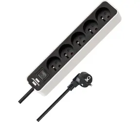 Brennenstuhl Verlängerungskabel weiß/schwarz / Verlängerungskabel / 5 Steckdosen / Schalter / 5 m / 3500 W