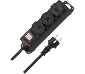 Brennenstuhl Steckdosenverteiler IP44 3-fach schwarz / Verlängerungskabel / 3 Steckdosen / 2 m / H07RN-F 3G1.5