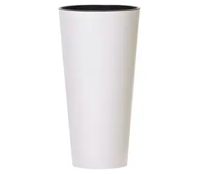 Prosperplast Blumentopf TUBUS SLIM weiß glänzend 25 cm / Volumen 15,5 l / Höhe 47,6 cm / Kunststoff