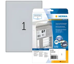 Herma Produktionsetiketten A4 210x297 mm silber / Etiketten / Polyesterfolie / permanent klebend / 10 Stück