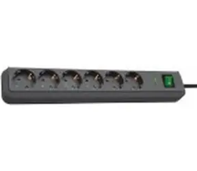 Brennenstuhl Eco-Line schwarz / Verlängerungskabel / 6x Steckdose / Schalter / 1,5 m / 3680 W