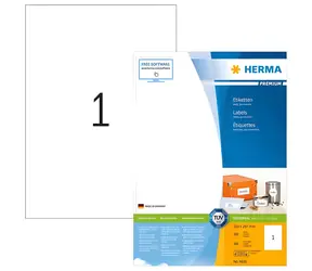 Herma Premium -Etiketten A4 weiß 210 x 297 mm / Etiketten / Papier / 200 Stück / 200 Blatt