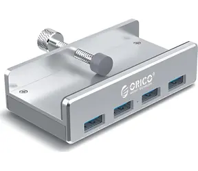 Orico MH4PU-SV-BP silber / USB-Hub / 4X USB-A 3.0 / Klemmhalterung / Aluminiumgehäuse