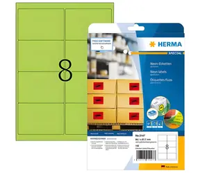 Herma Etiketten A4 neongrün / Etiketten / 99,1 x 66,7 mm / 160 Stück